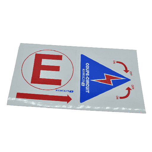[355004] Sticker fire-extinguisher and emergency stop